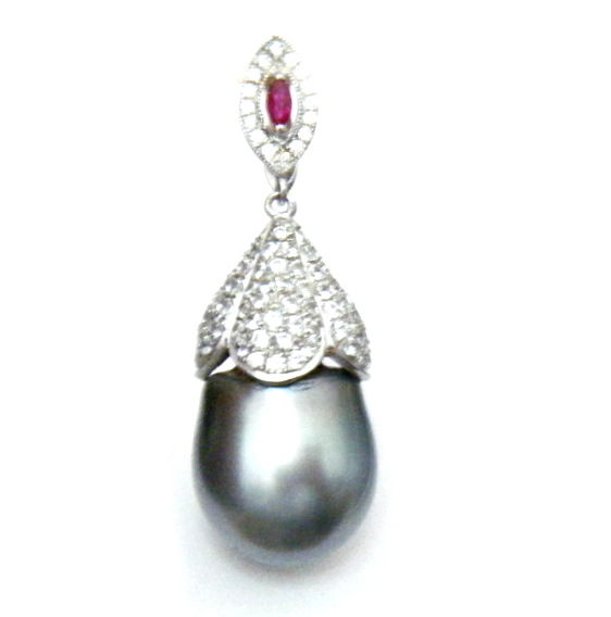 Grey Tahitian Pearl and Ruby Enhancer